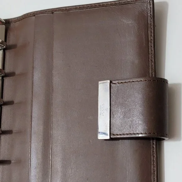 Gucci GG Monogram Canvas Planner / Agenda Brown Leather Trim Made in Italy - Picture 4 of 8